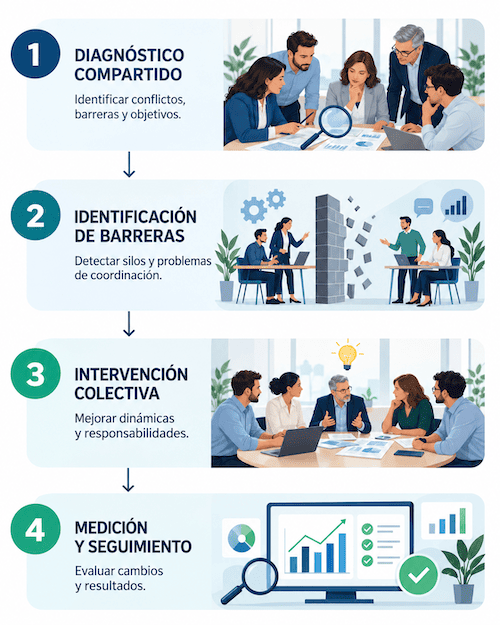 Del diagnóstico al seguimiento, cuatro fases para mejorar la cohesión de los equipos